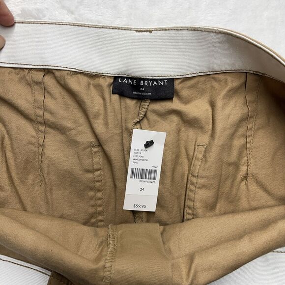 Lane Bryant Mid-Rise Chino shorts Women’s Sz 24 Khaki Brown NEW - Picture 6 of 8